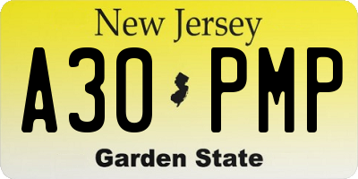 NJ license plate A30PMP