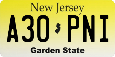 NJ license plate A30PNI