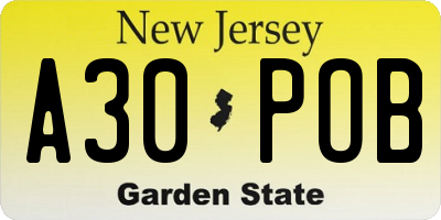 NJ license plate A30POB