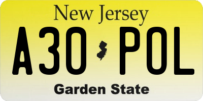 NJ license plate A30POL