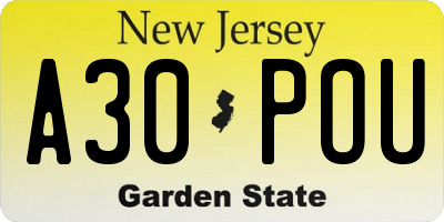 NJ license plate A30POU