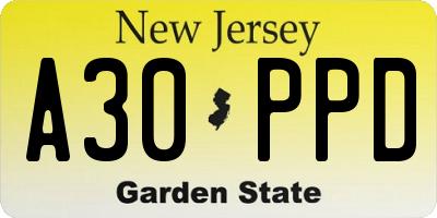NJ license plate A30PPD