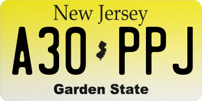 NJ license plate A30PPJ