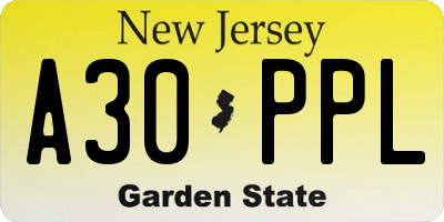 NJ license plate A30PPL