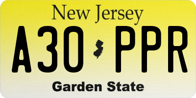 NJ license plate A30PPR