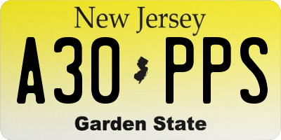 NJ license plate A30PPS