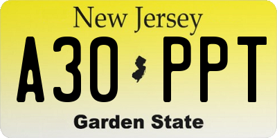 NJ license plate A30PPT