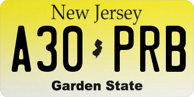 NJ license plate A30PRB