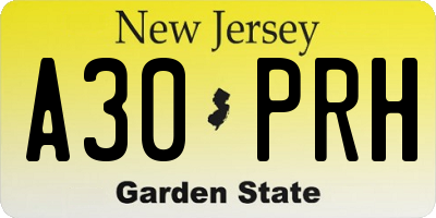 NJ license plate A30PRH
