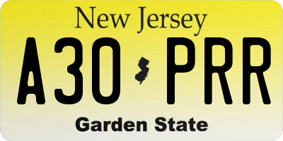 NJ license plate A30PRR