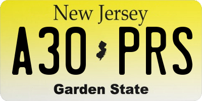 NJ license plate A30PRS