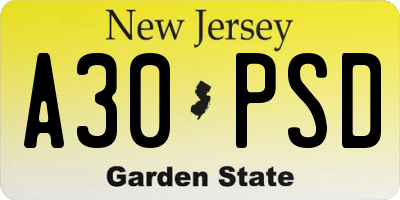 NJ license plate A30PSD