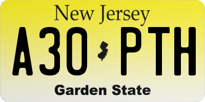 NJ license plate A30PTH