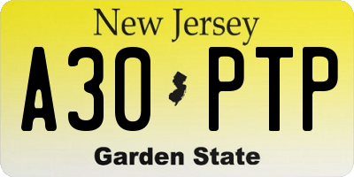 NJ license plate A30PTP