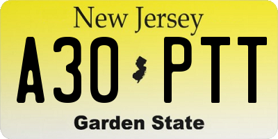 NJ license plate A30PTT