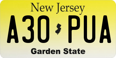 NJ license plate A30PUA