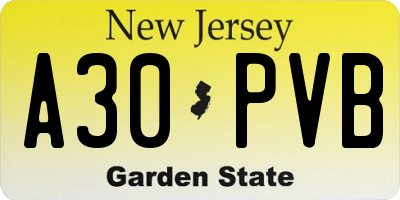 NJ license plate A30PVB