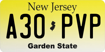 NJ license plate A30PVP