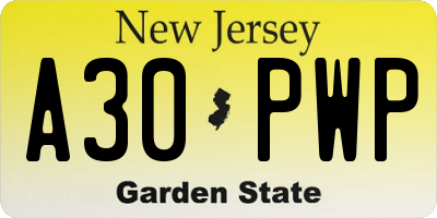 NJ license plate A30PWP