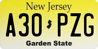 NJ license plate A30PZG