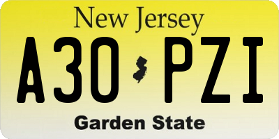 NJ license plate A30PZI