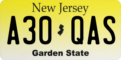 NJ license plate A30QAS