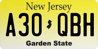 NJ license plate A30QBH