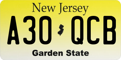 NJ license plate A30QCB