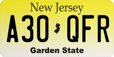 NJ license plate A30QFR