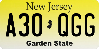 NJ license plate A30QGG