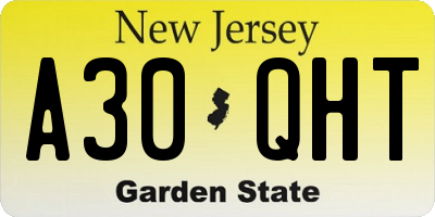 NJ license plate A30QHT