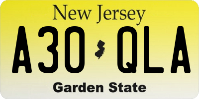 NJ license plate A30QLA