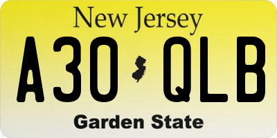 NJ license plate A30QLB