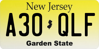 NJ license plate A30QLF