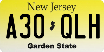 NJ license plate A30QLH