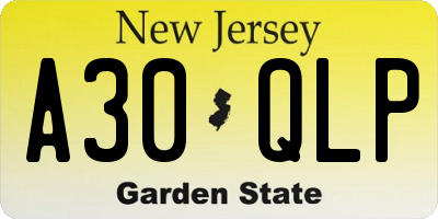 NJ license plate A30QLP