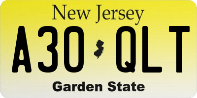 NJ license plate A30QLT