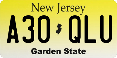 NJ license plate A30QLU