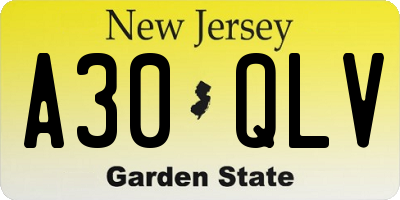 NJ license plate A30QLV