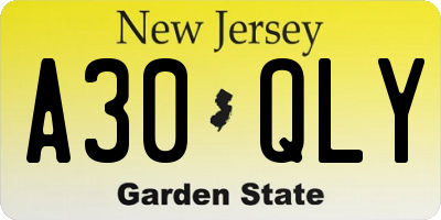 NJ license plate A30QLY