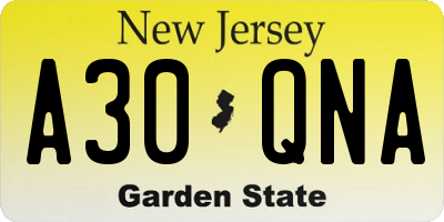 NJ license plate A30QNA