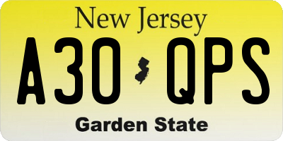 NJ license plate A30QPS
