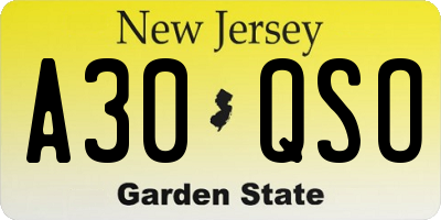 NJ license plate A30QSO