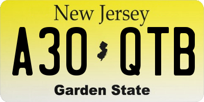 NJ license plate A30QTB