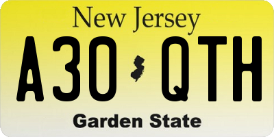 NJ license plate A30QTH