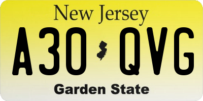 NJ license plate A30QVG