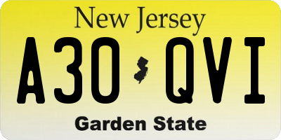 NJ license plate A30QVI