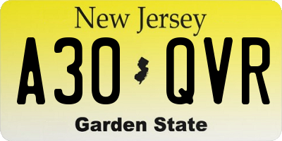 NJ license plate A30QVR