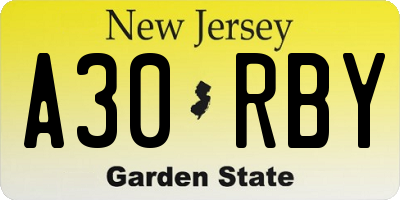 NJ license plate A30RBY
