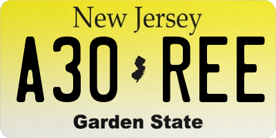 NJ license plate A30REE